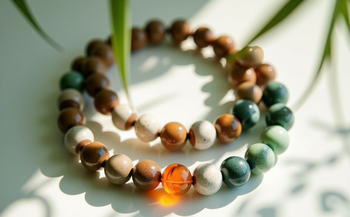 Multi-colored Buddha beads showcasing the beauty and energy flow of various colored beads, enhancing meditation and the harmony of the meditation space.
